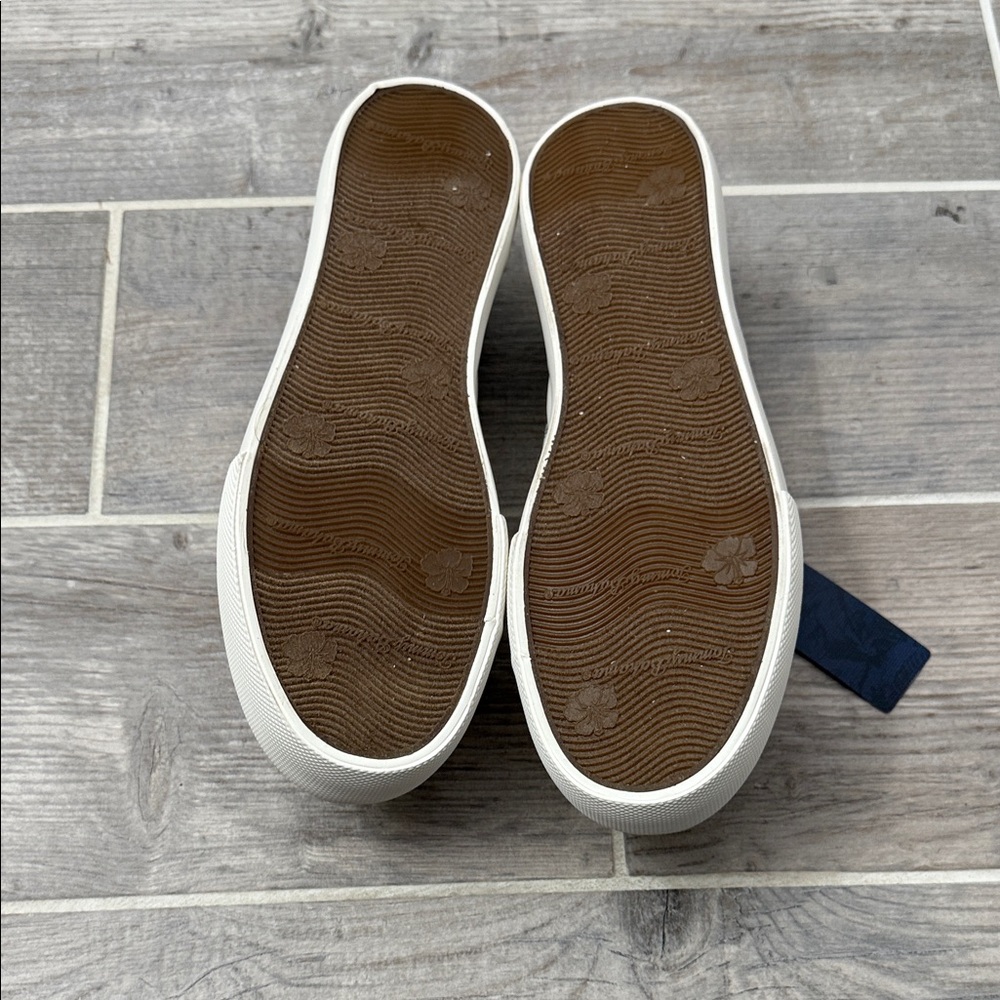 Tommy Bahama Black and White Striped Slip-On Shoes - Picture 5 of 5